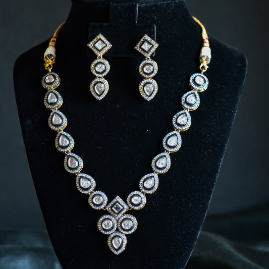 American Diamond black tone necklace set