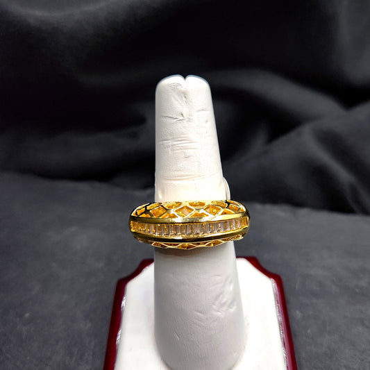 American Diamond Baguette Gold Ring