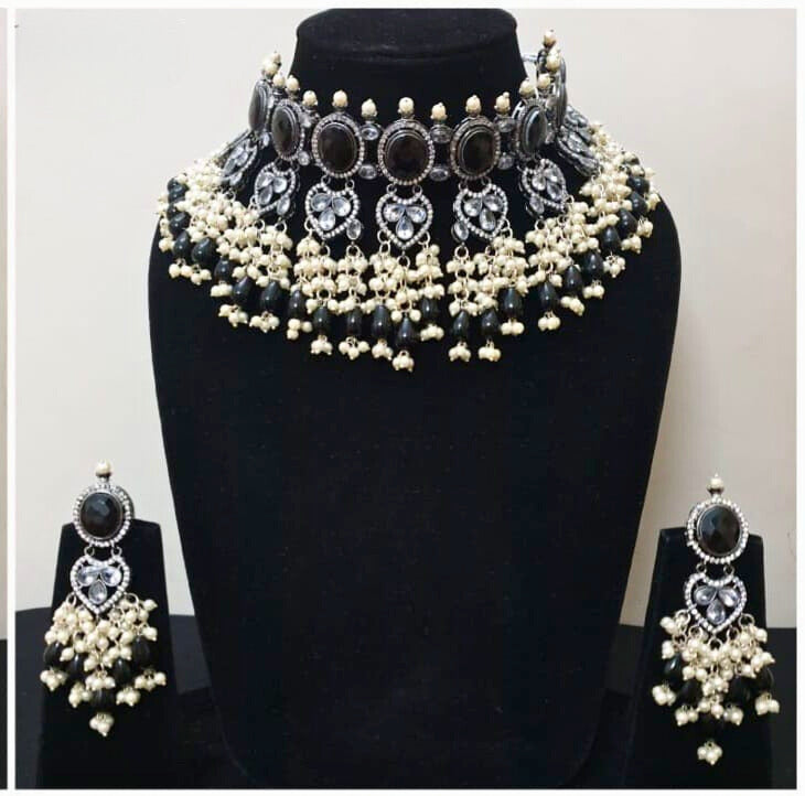 Oxidized Blackstone necklace